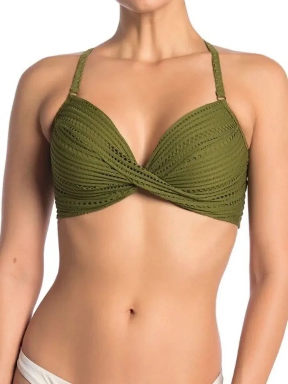 Robin Piccone Perla Green Underwire Bikini Top Size Small D Cup Moss $138
